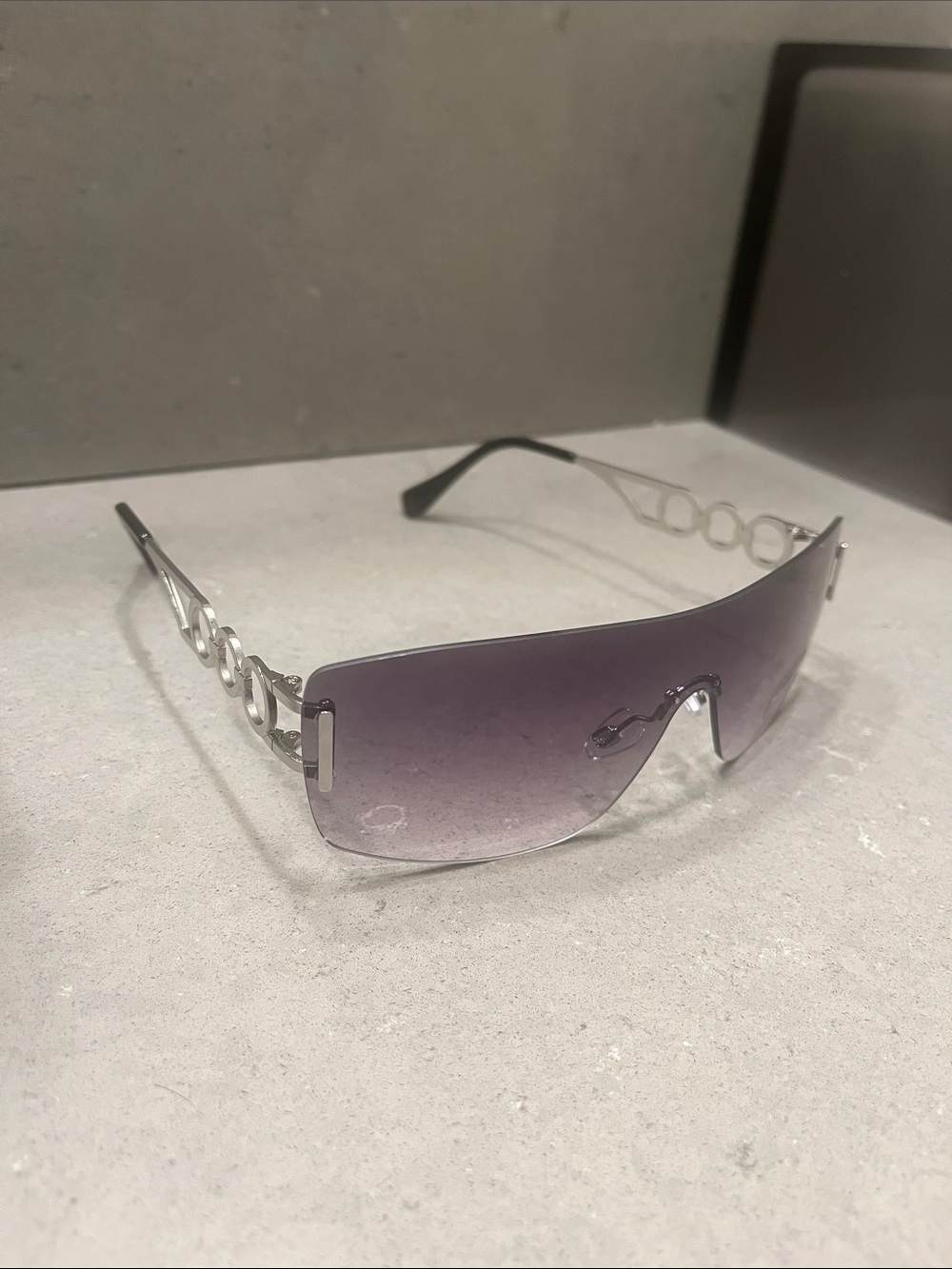 Purple Rimless Shield Sunglasses - Women Accessories - Picture 2 of 4